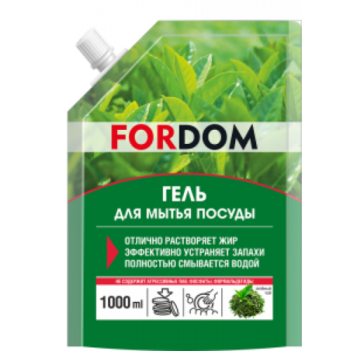 FORDOM Гель для мытья посуды Зеленый чай 1л дой-пак